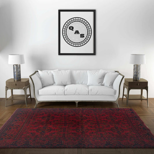Handmade Afghan Khal Mohammadi Carpet, KM5104, Red - 100 x 150 cm