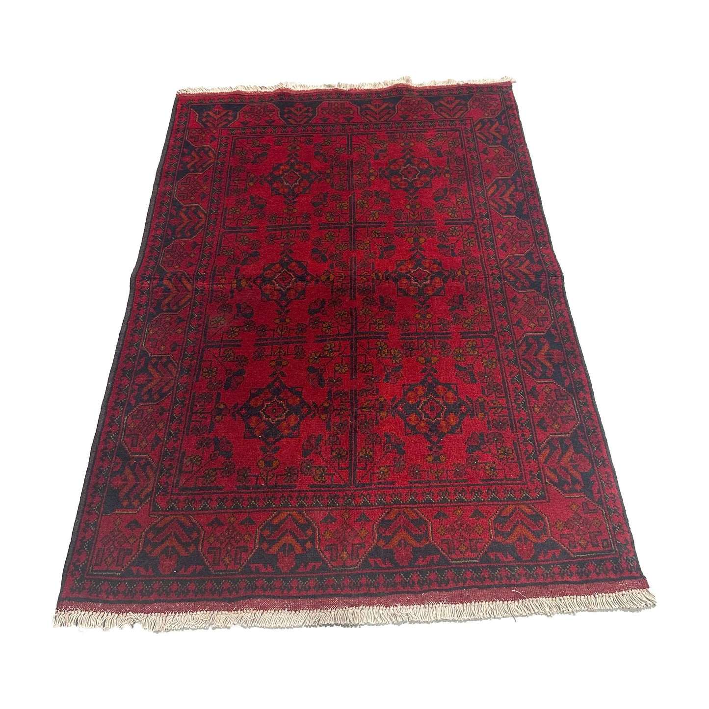 Handmade Afghan Khal Mohammadi Carpet, KM5104, Red - 100 x 150 cm