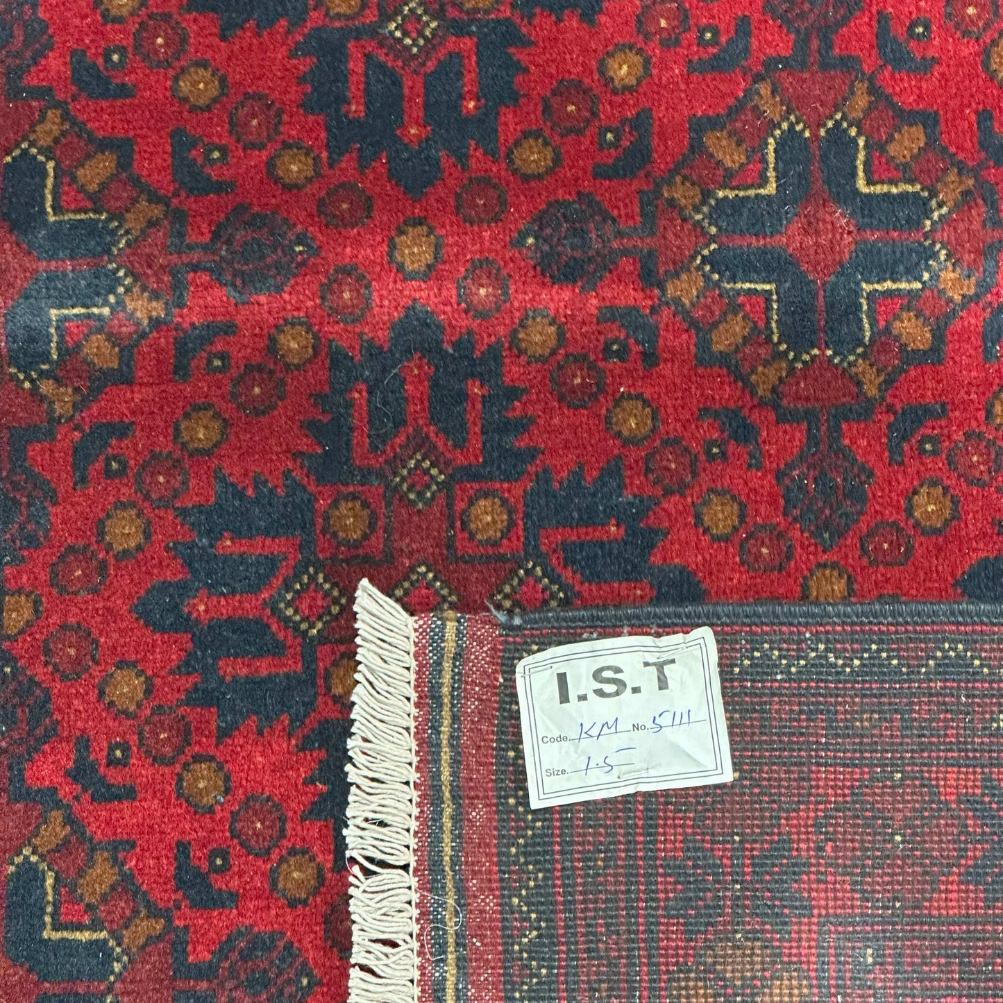 Handmade Afghan Khal Mohammadi Carpet, KM5111, Red - 100 x 150 cm