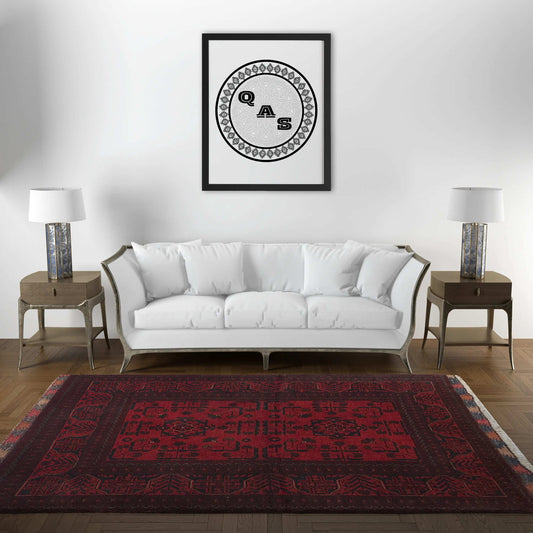 Handmade Afghan Khal Mohammadi Carpet, KM5129, Red - 100 x 150 cm