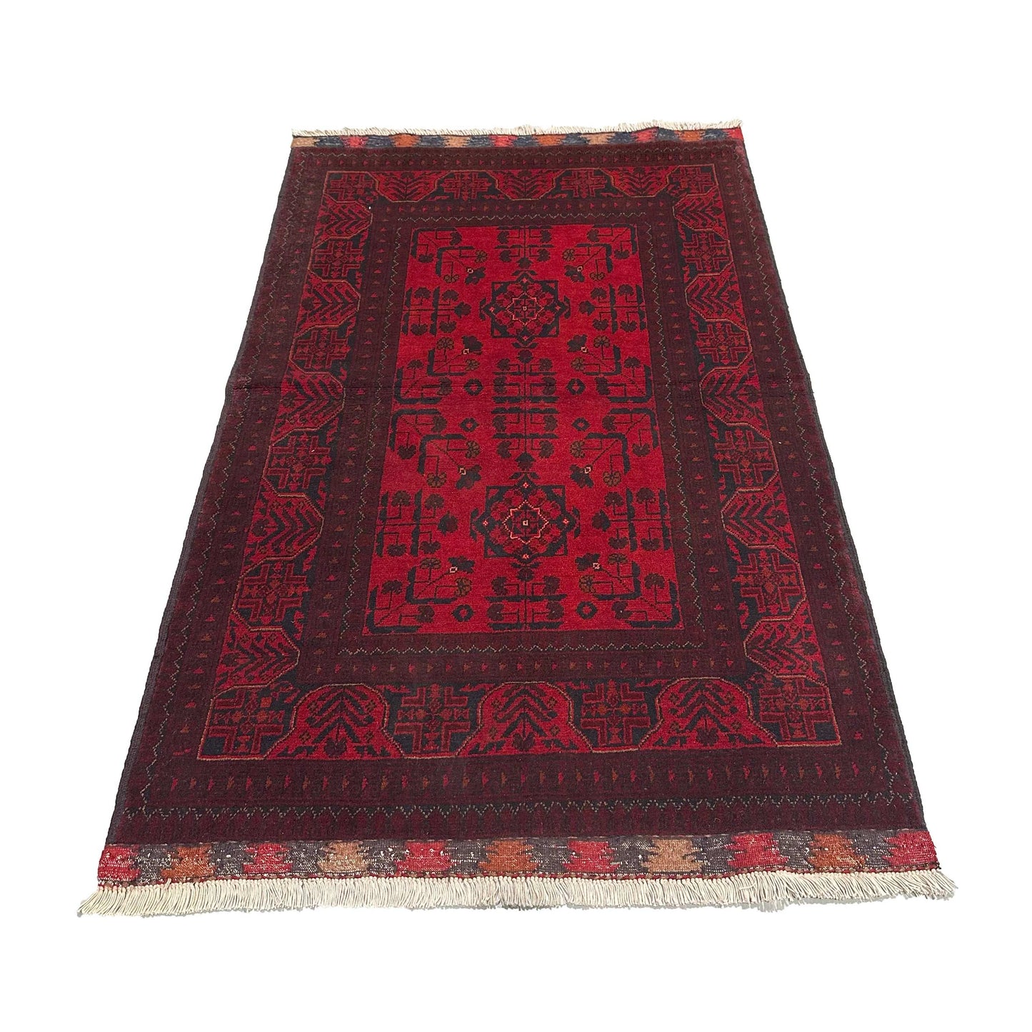 Handmade Afghan Khal Mohammadi Carpet, KM5129, Red - 100 x 150 cm