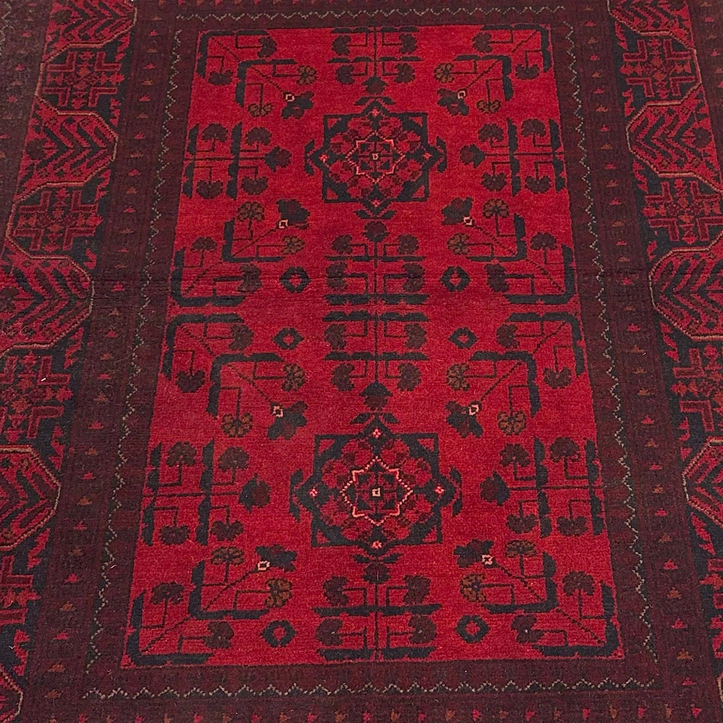 Handmade Afghan Khal Mohammadi Carpet, KM5129, Red - 100 x 150 cm