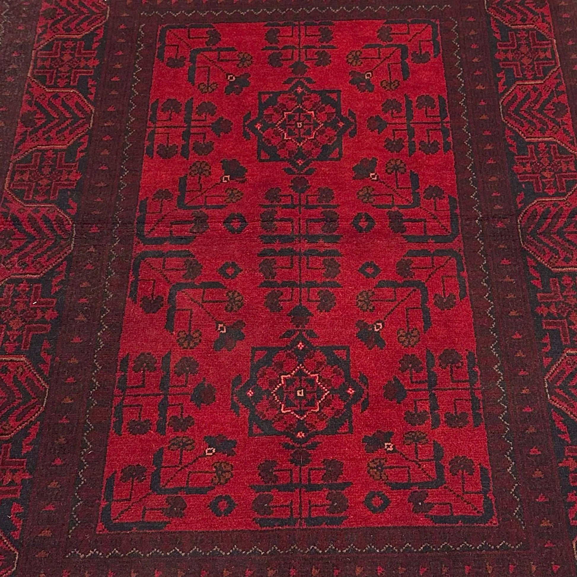 Handmade Afghan Khal Mohammadi Carpet, KM5129, Red - 100 x 150 cm