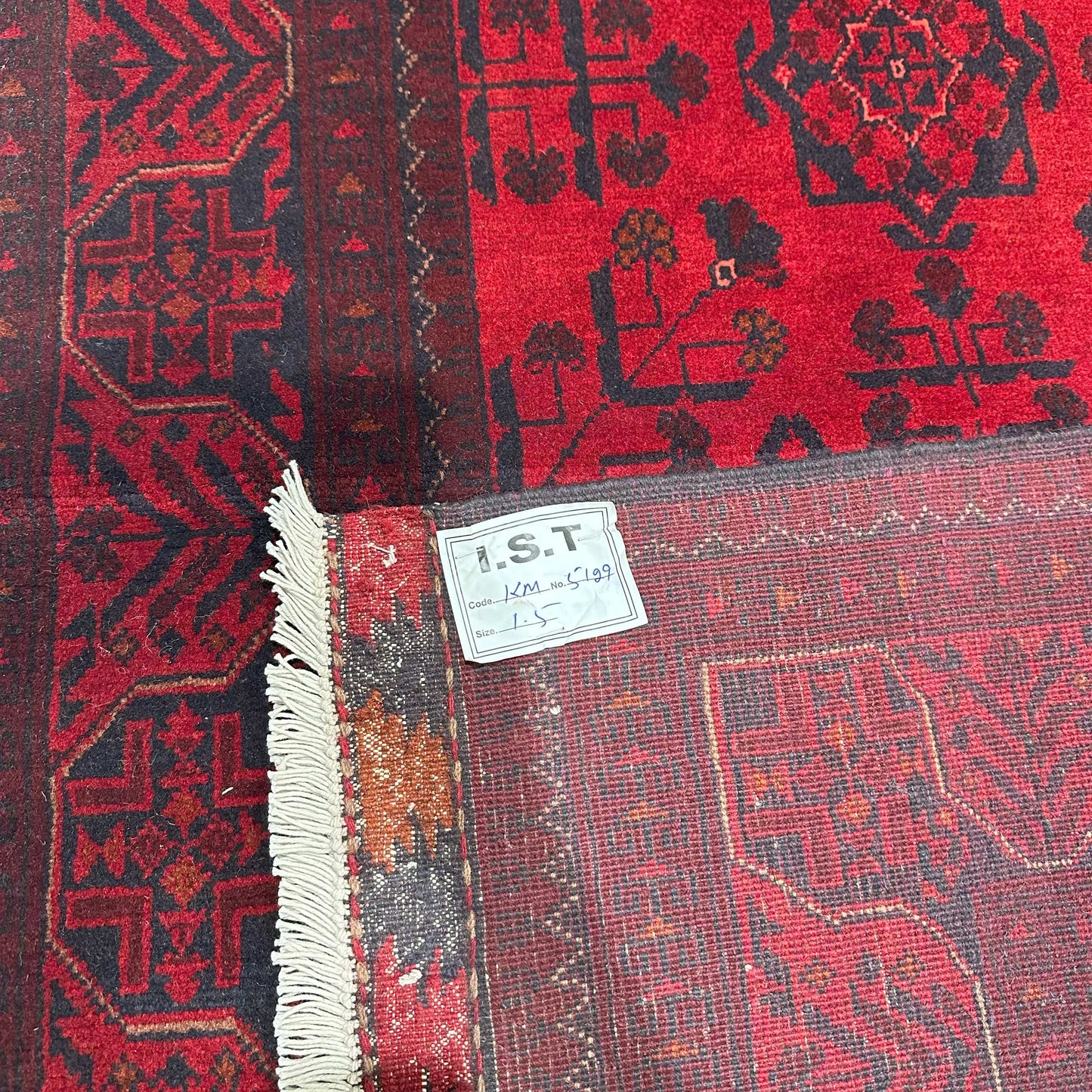 Handmade Afghan Khal Mohammadi Carpet, KM5129, Red - 100 x 150 cm