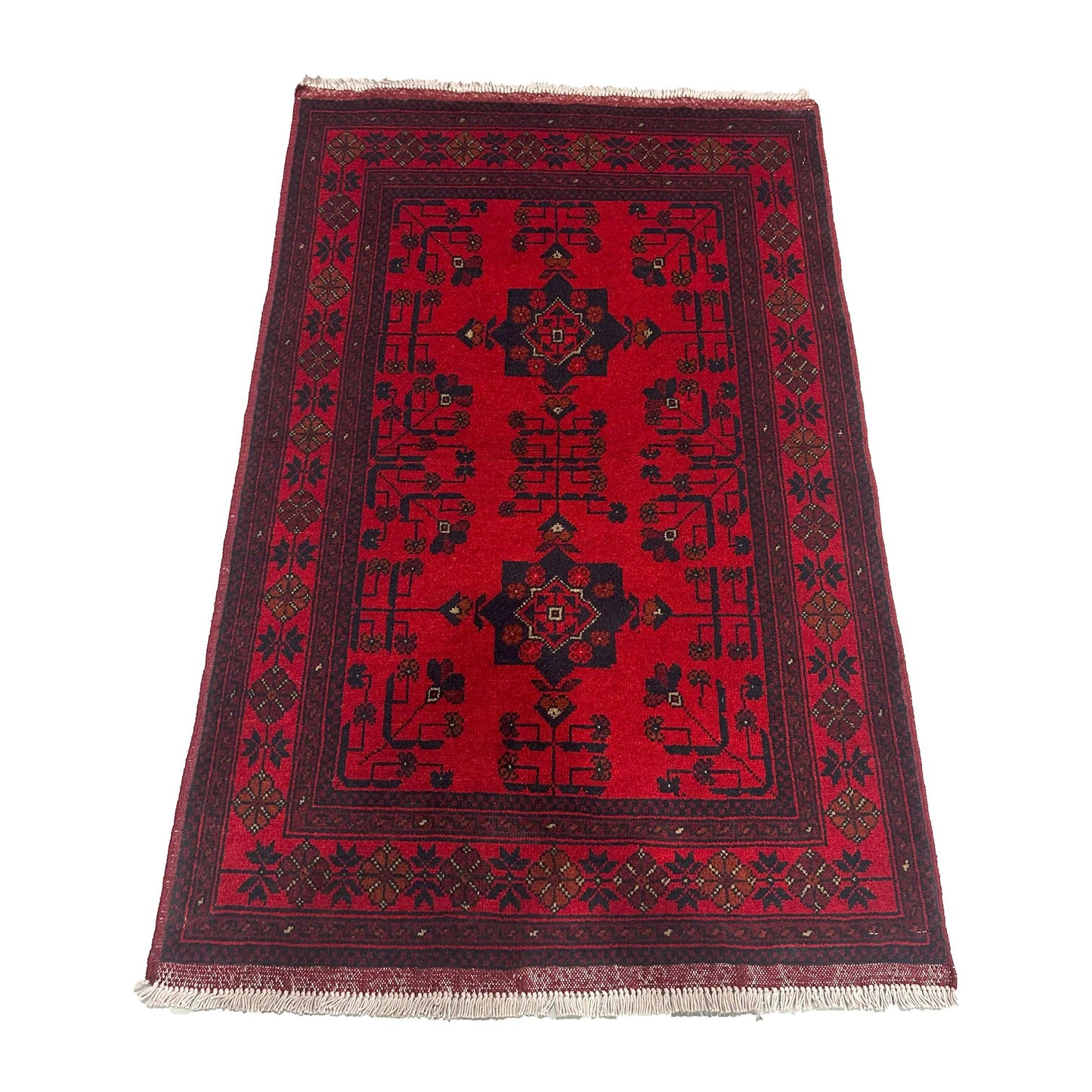 Handmade Afghan Khal Mohammadi Carpet, KM6001, Red - 80 x 120 cm