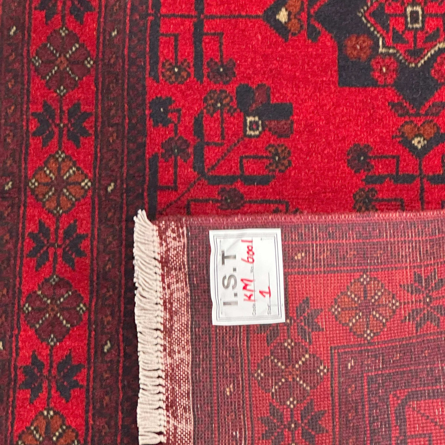 Handmade Afghan Khal Mohammadi Carpet, KM6001, Red - 80 x 120 cm