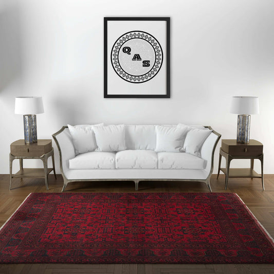 Handmade Afghan Khal Mohammadi Carpet, KM6004, Red - 150 x 200 cm