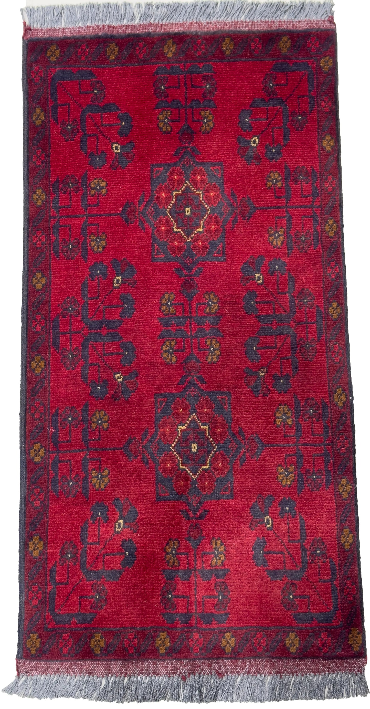 Handmade Afghan Khal Mohammadi Carpet, KM5003, Red - 50 x 100 cm