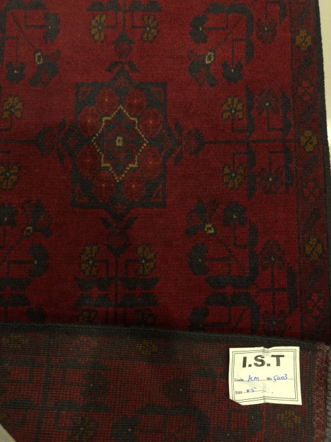Handmade Afghan Khal Mohammadi Carpet, KM5003, Red - 50 x 100 cm