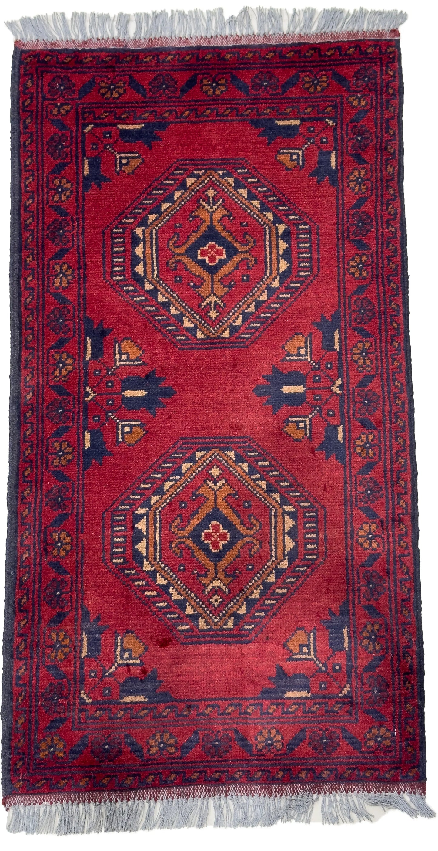 Handmade Afghan Khal Mohammadi Carpet, KM5012, Red - 50 x 100 cm