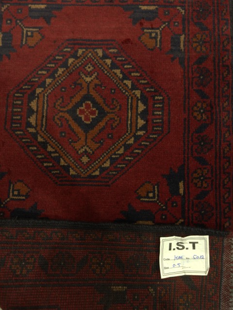 Handmade Afghan Khal Mohammadi Carpet, KM5012, Red - 50 x 100 cm