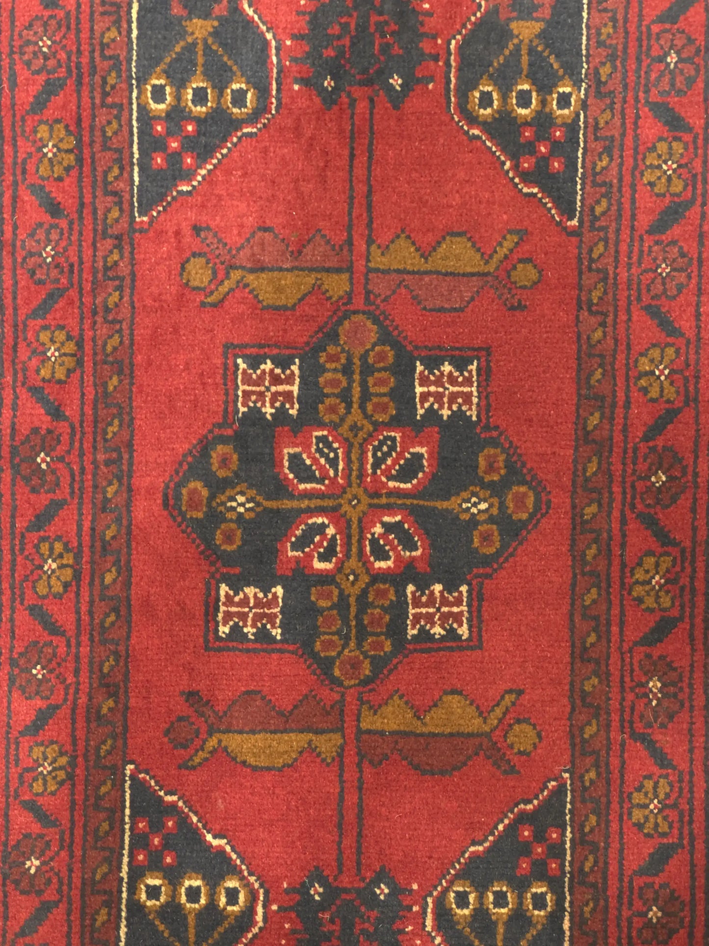 Handmade Afghan Khal Mohammadi Carpet, KM5033, Red - 50 x 100 cm