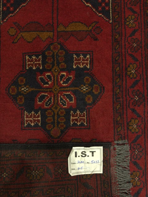 Handmade Afghan Khal Mohammadi Carpet, KM5033, Red - 50 x 100 cm