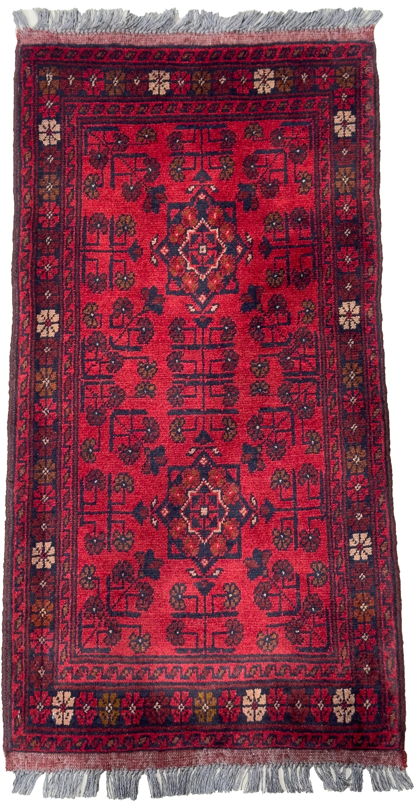 Handmade Afghan Khal Mohammadi Carpet, KM5034, Red - 50 x 100 cm