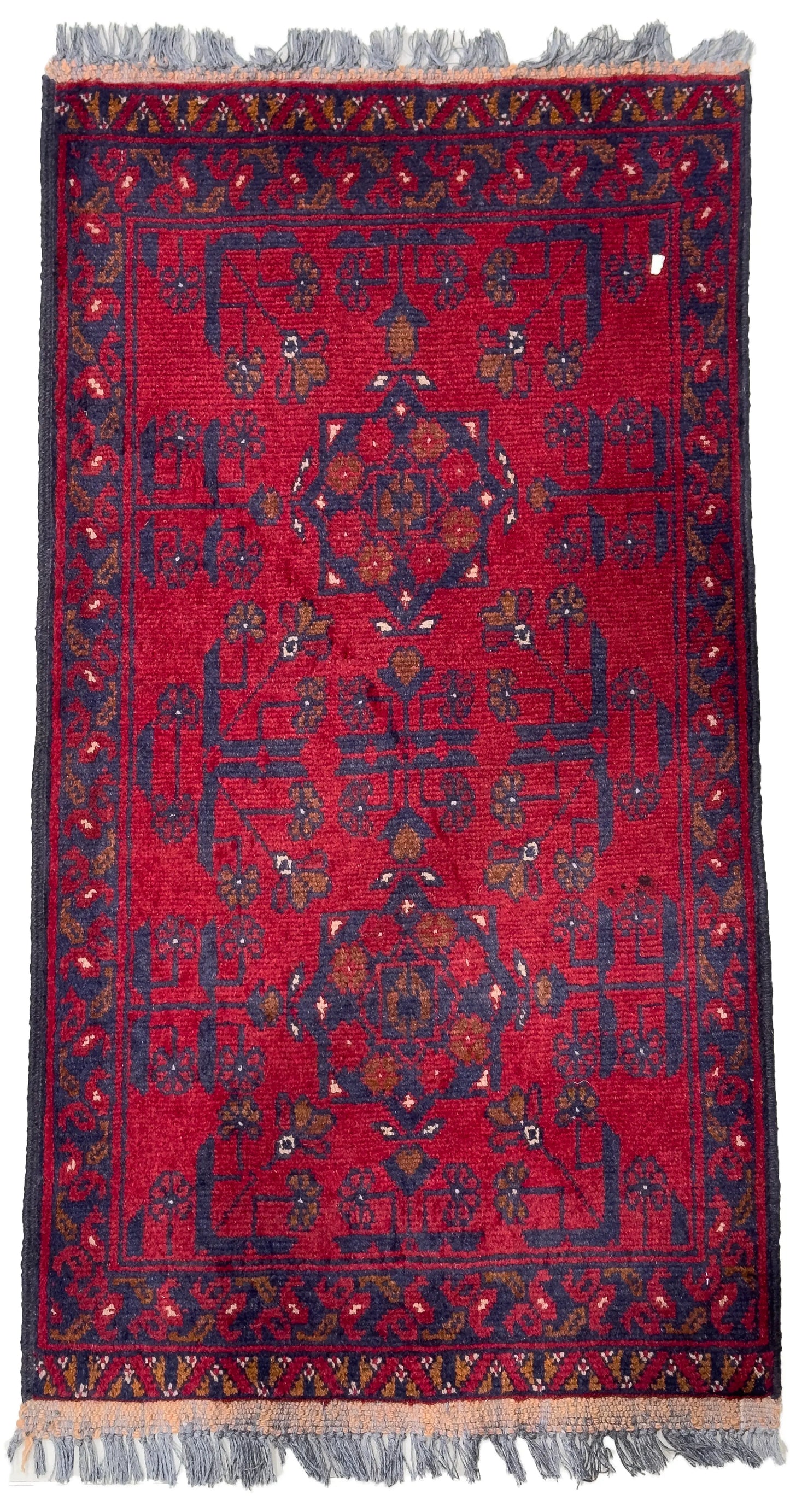 Handmade Afghan Khal Mohammadi Carpet, KM5040, Red - 50 x 100 cm