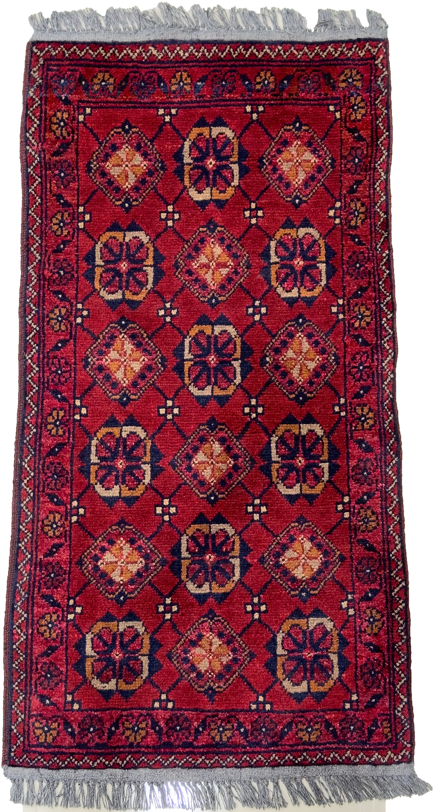Handmade Afghan Khal Mohammadi Carpet, KM5041, Red - 50 x 100 cm
