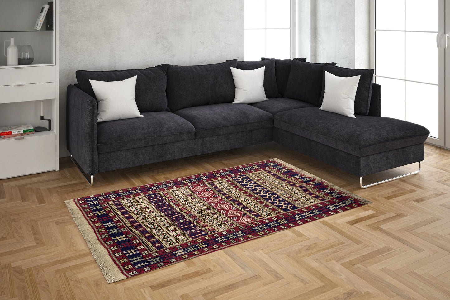 Sirjan Kilim, SJG196, Red - 100 x 150 cm