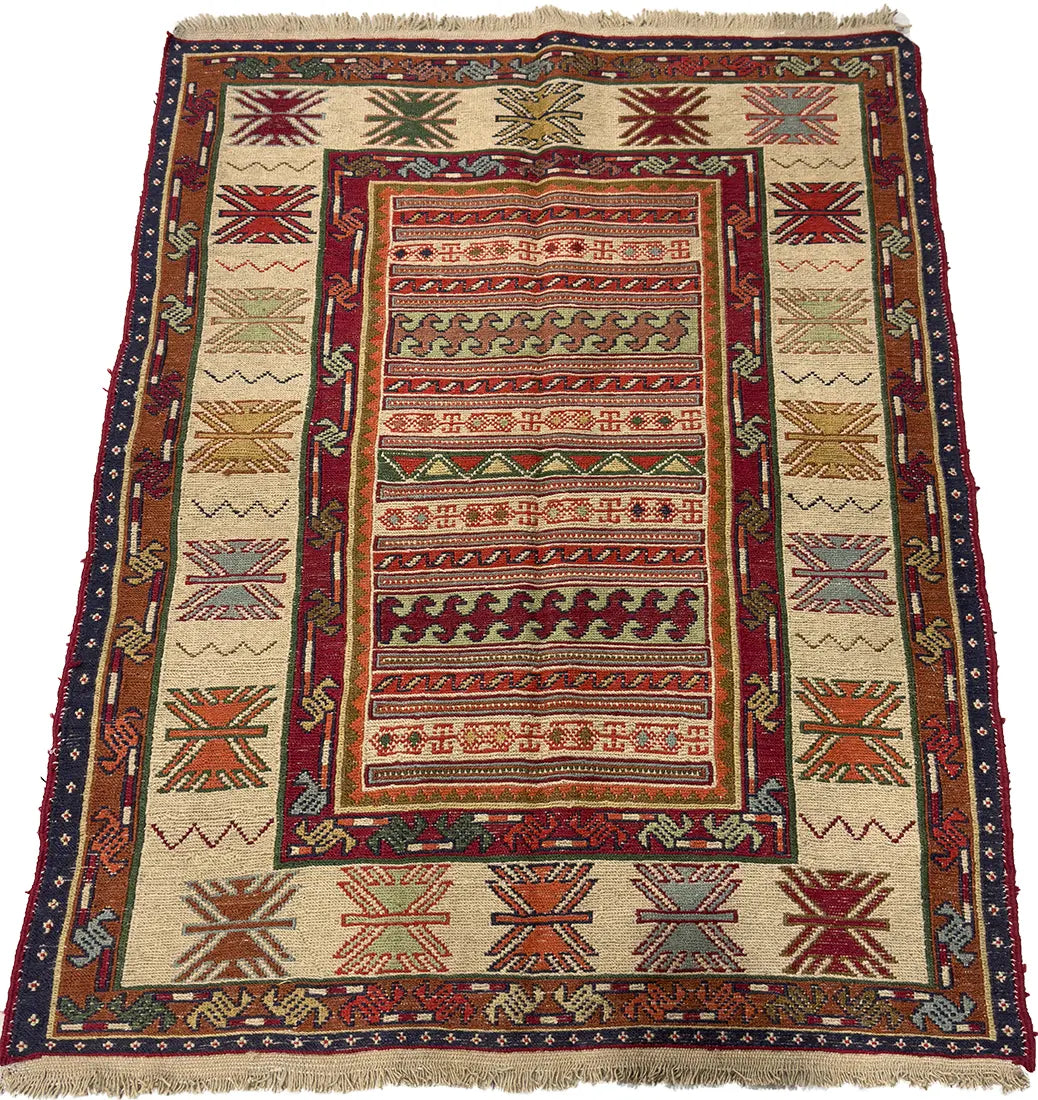 Sirjan Kilim, SJG241, Red - 100 x 150 cm