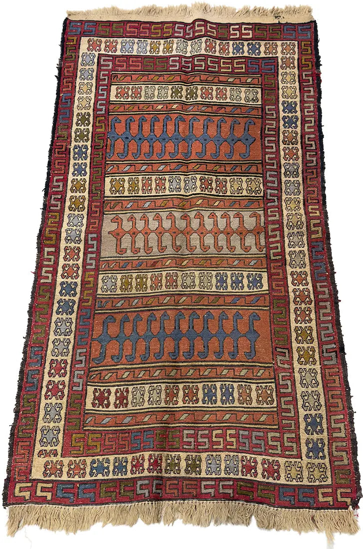 Sirjan Kilim, SJG261, Red - 100 x 150 cm