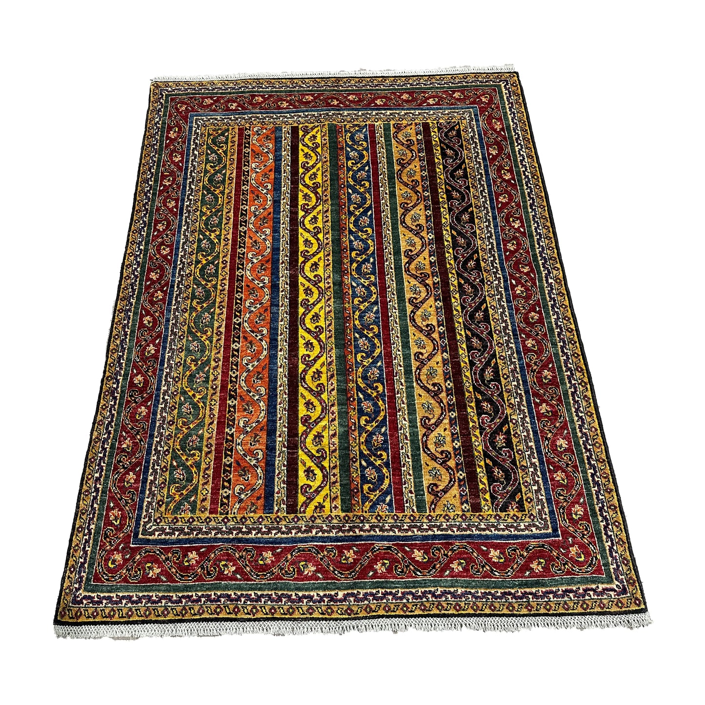 Afghan Shawl Tribal Hand Knotted Carpet, AR108 - 153 x 202 cm