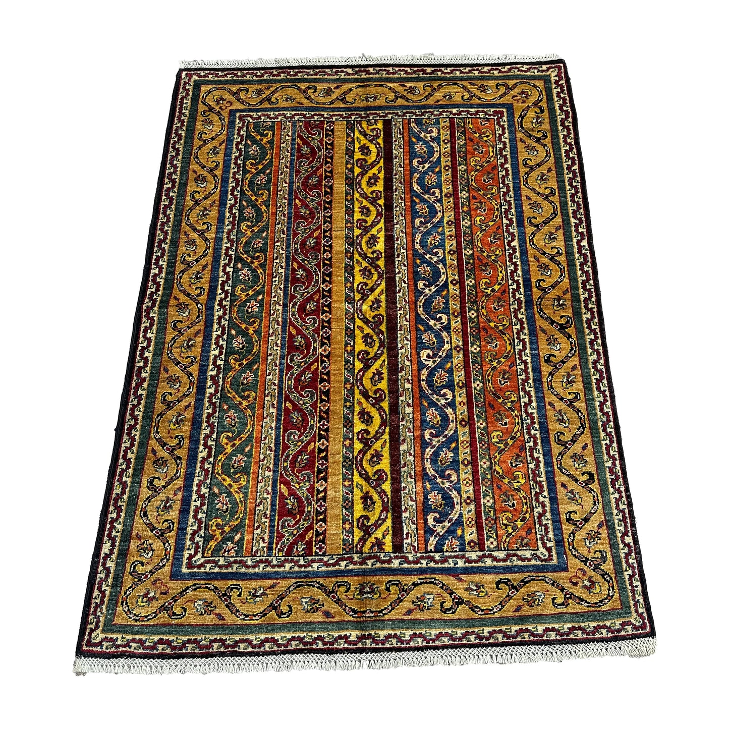 Afghan Shawl Tribal Hand Knotted Carpet, AR127 - 118 x 179 cm