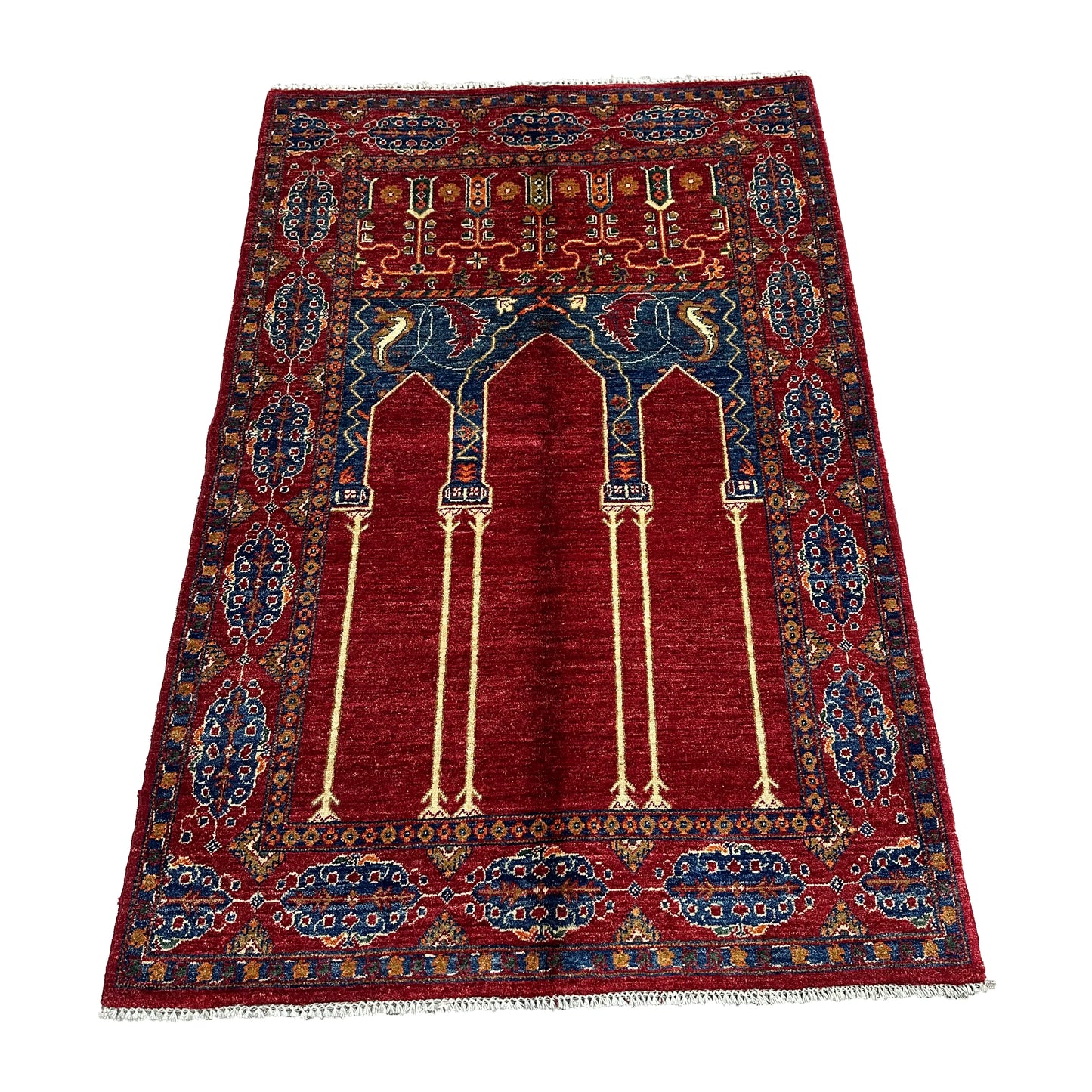 Afghan Shawl Tribal Hand Knotted Carpet, AR131 - 122 x 185 cm