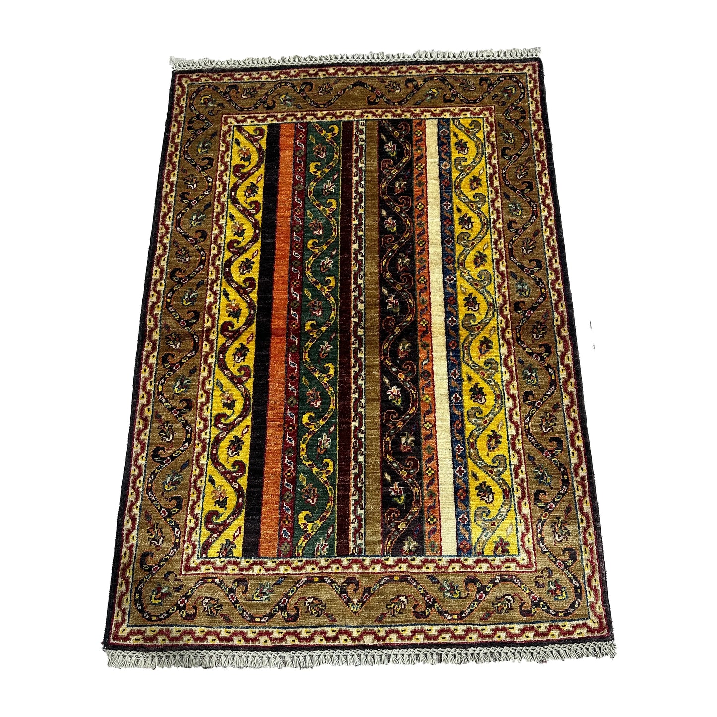 Afghan Shawl Tribal Hand Knotted Carpet, AR62 - 102 x 148 cm