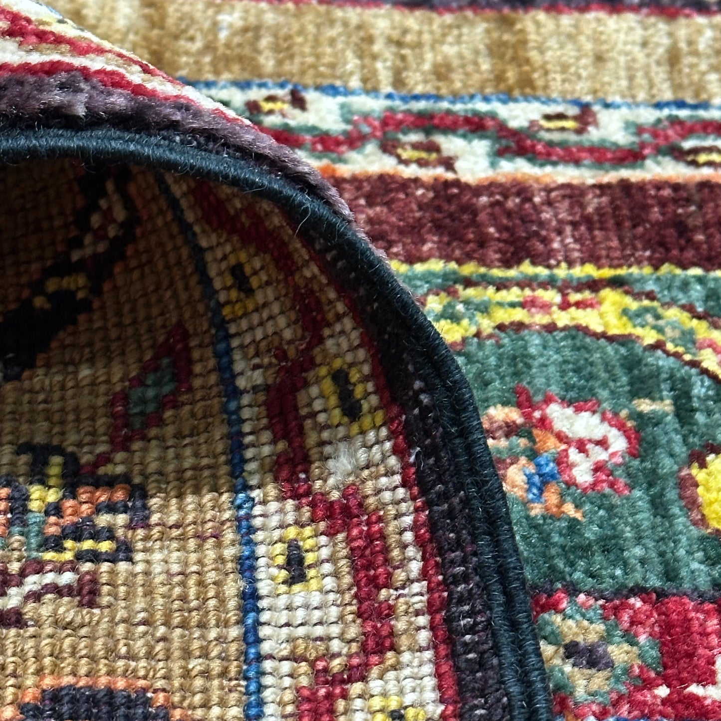 Afghan Shawl Tribal Hand Knotted Carpet, AR62 - 102 x 148 cm