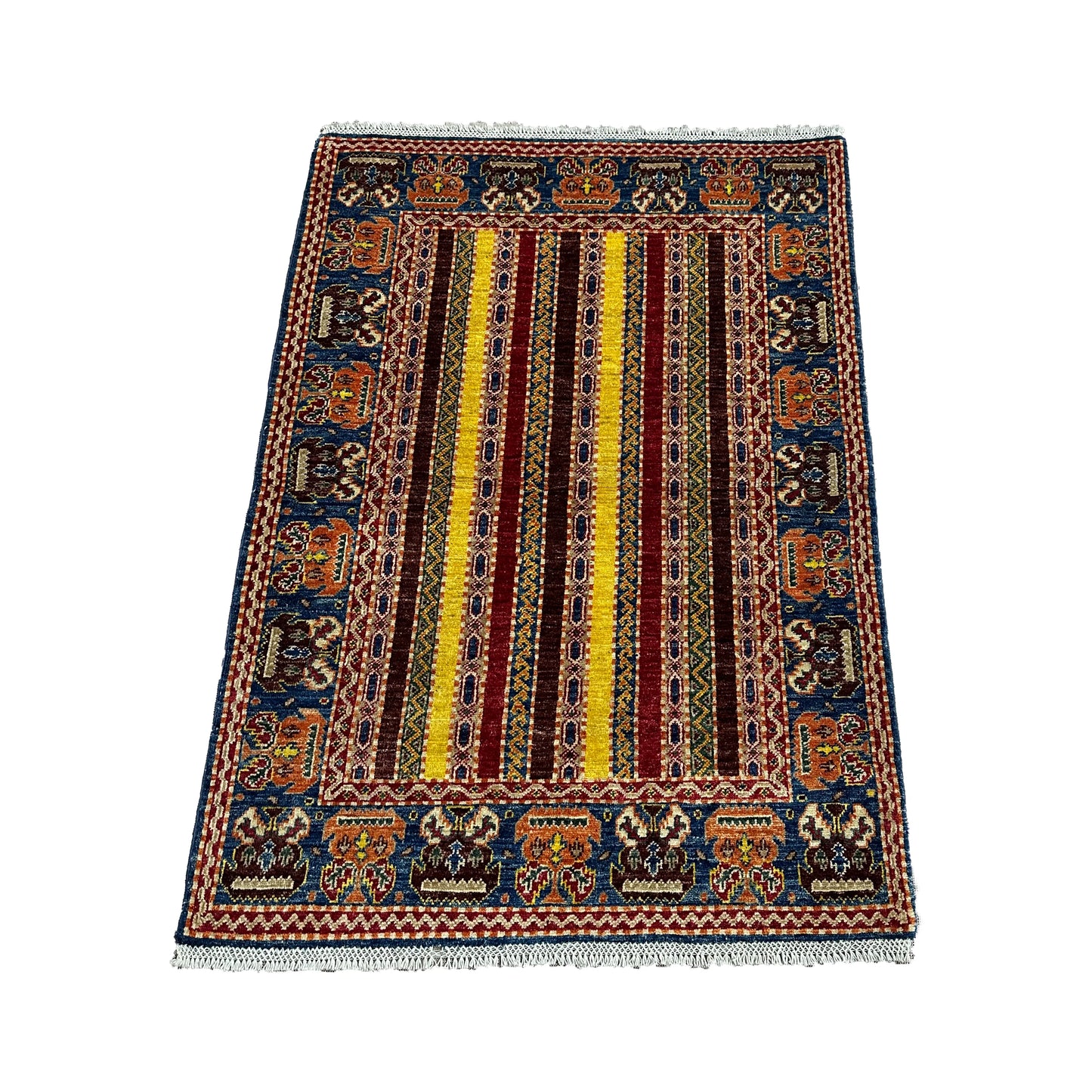 Afghan Shawl Tribal Hand Knotted Carpet, AR71 - 105 x 149 cm