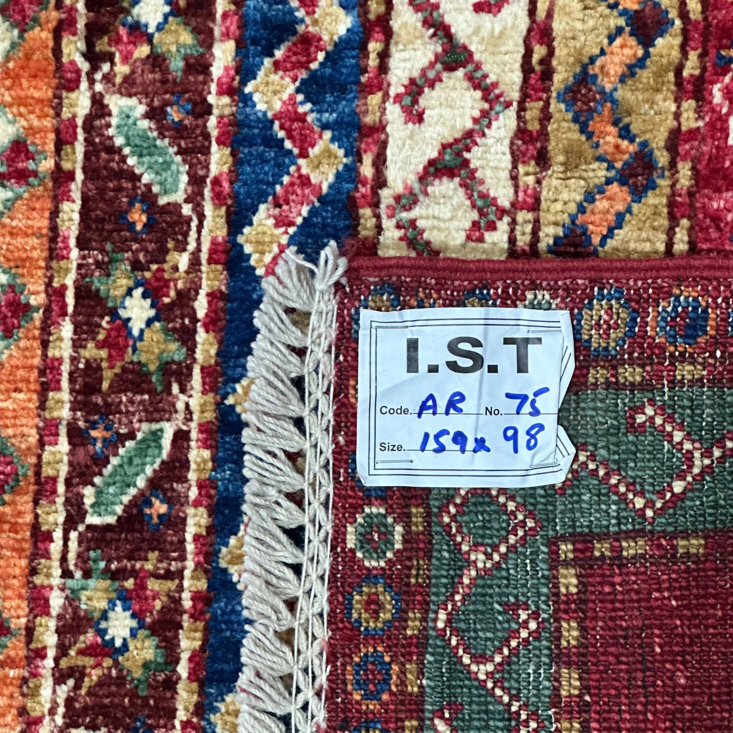 Afghan Shawl Tribal Hand Knotted Carpet, AR75 - 98 x 159 cm