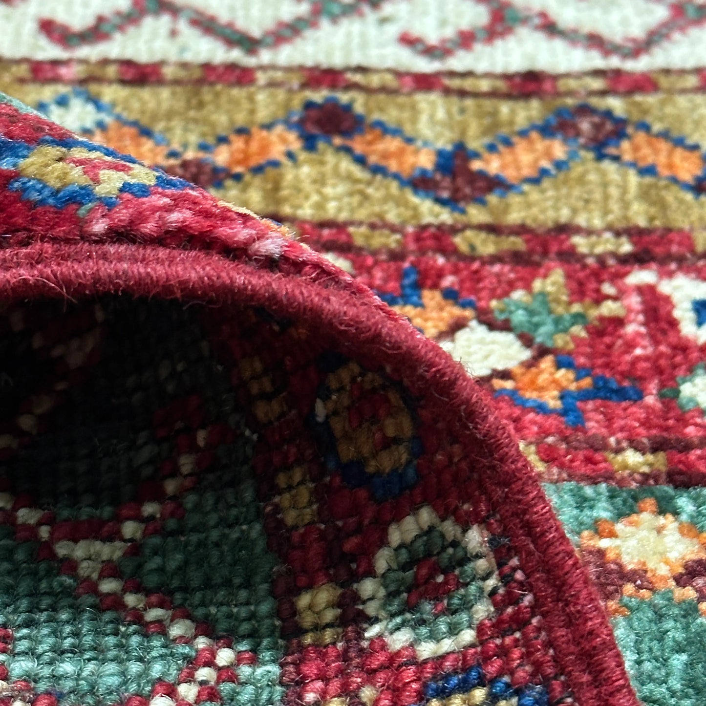 Afghan Shawl Tribal Hand Knotted Carpet, AR75 - 98 x 159 cm