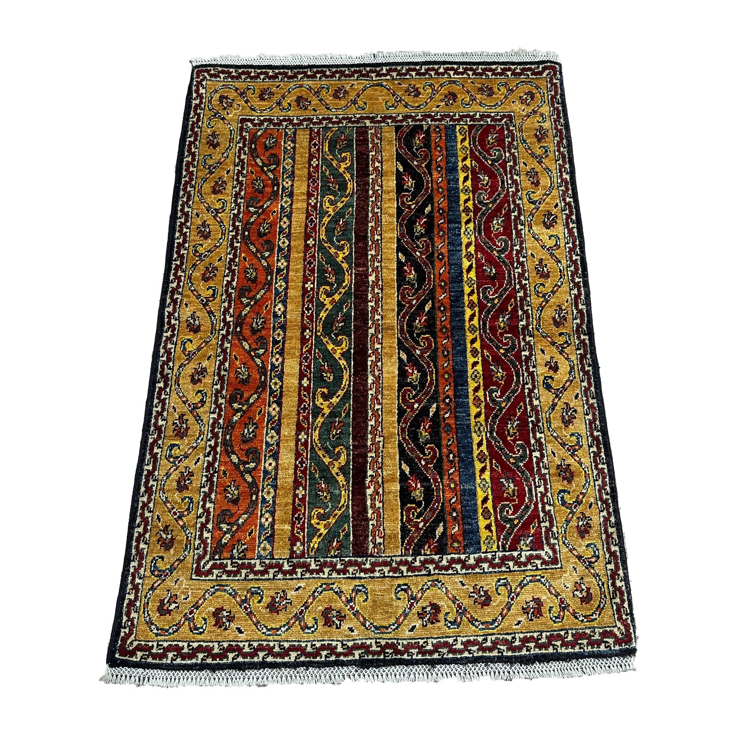 Afghan Shawl Tribal Hand Knotted Carpet, AR85 - 106 x 149 cm