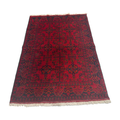 Handmade Afghan Khal Mohammadi Carpet, KM5104, Red - 100 x 150 cm