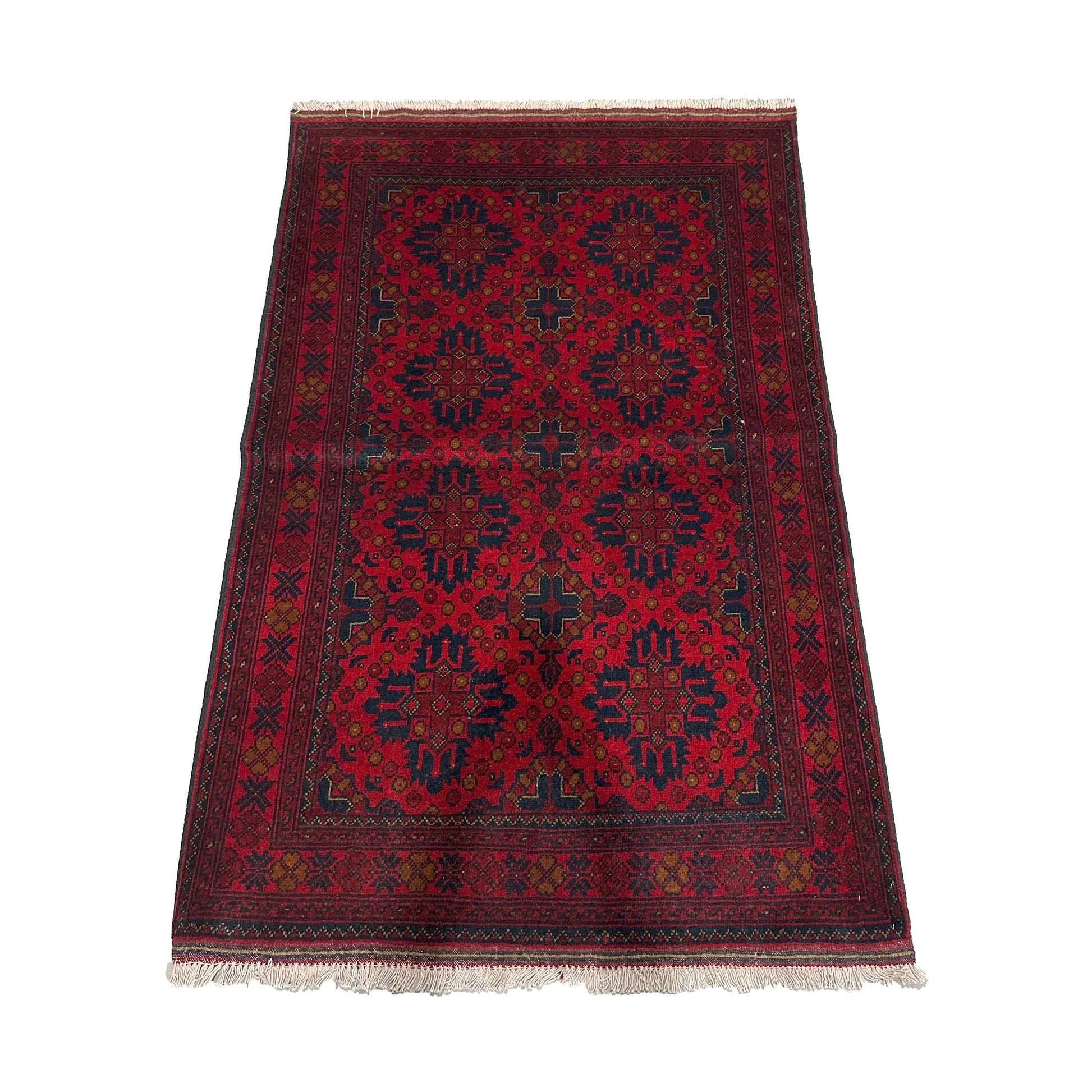 Handmade Afghan Khal Mohammadi Carpet, KM5111, Red - 100 x 150 cm