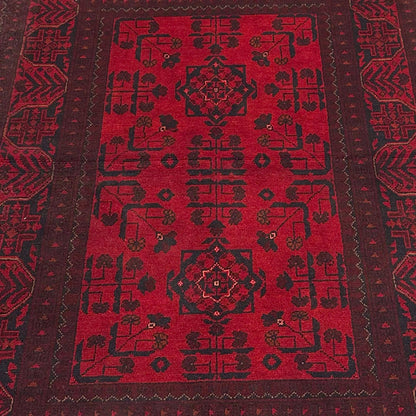 Handmade Afghan Khal Mohammadi Carpet, KM5129, Red - 100 x 150 cm