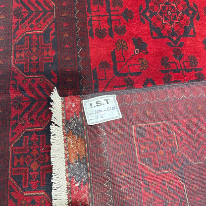 Handmade Afghan Khal Mohammadi Carpet, KM5129, Red - 100 x 150 cm