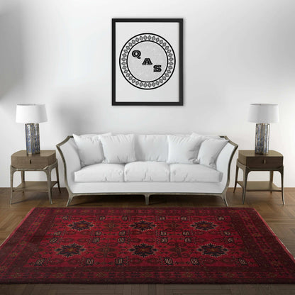 Handmade Afghan Khal Mohammadi Carpet, KM6003, Red - 150 x 200 cm