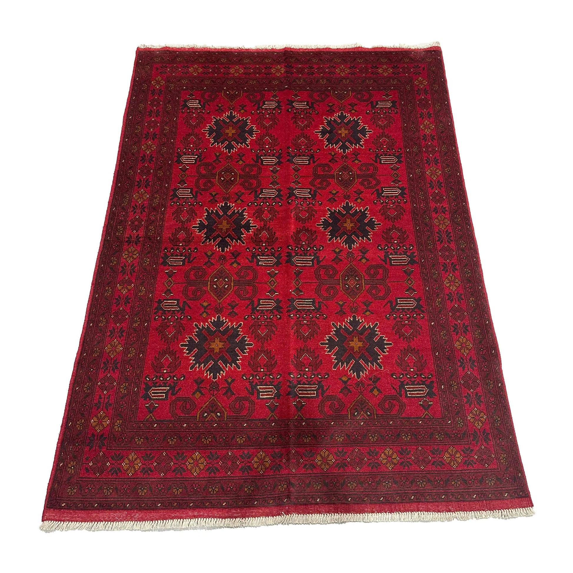 Handmade Afghan Khal Mohammadi Carpet, KM6003, Red - 150 x 200 cm