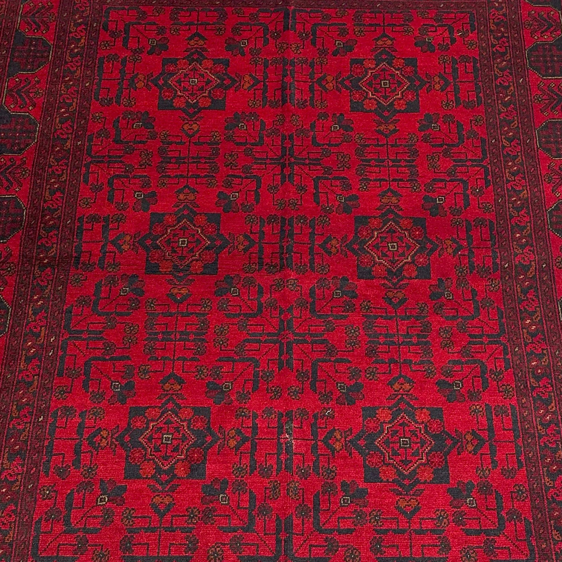 Handmade Afghan Khal Mohammadi Carpet, KM6003, Red - 150 x 200 cm