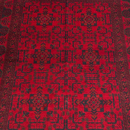Handmade Afghan Khal Mohammadi Carpet, KM6003, Red - 150 x 200 cm