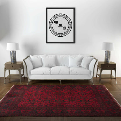 Handmade Afghan Khal Mohammadi Carpet, KM6004, Red - 150 x 200 cm