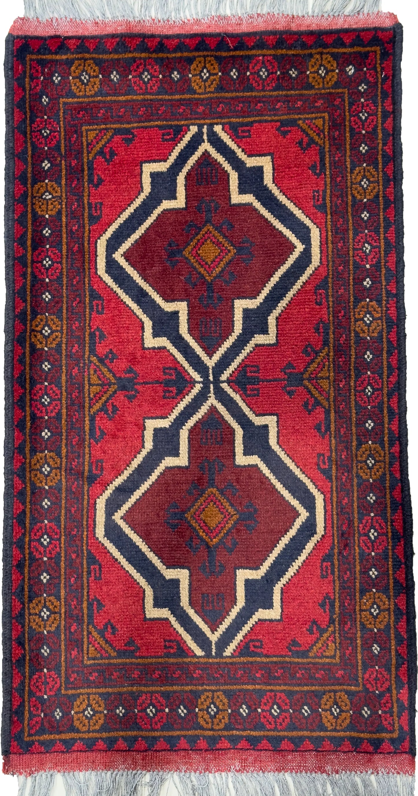 Handmade Afghan Khal Mohammadi Carpet, KM5006, Red - 50 x 100 cm