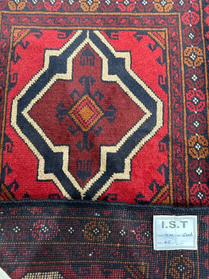 Handmade Afghan Khal Mohammadi Carpet, KM5006, Red - 50 x 100 cm