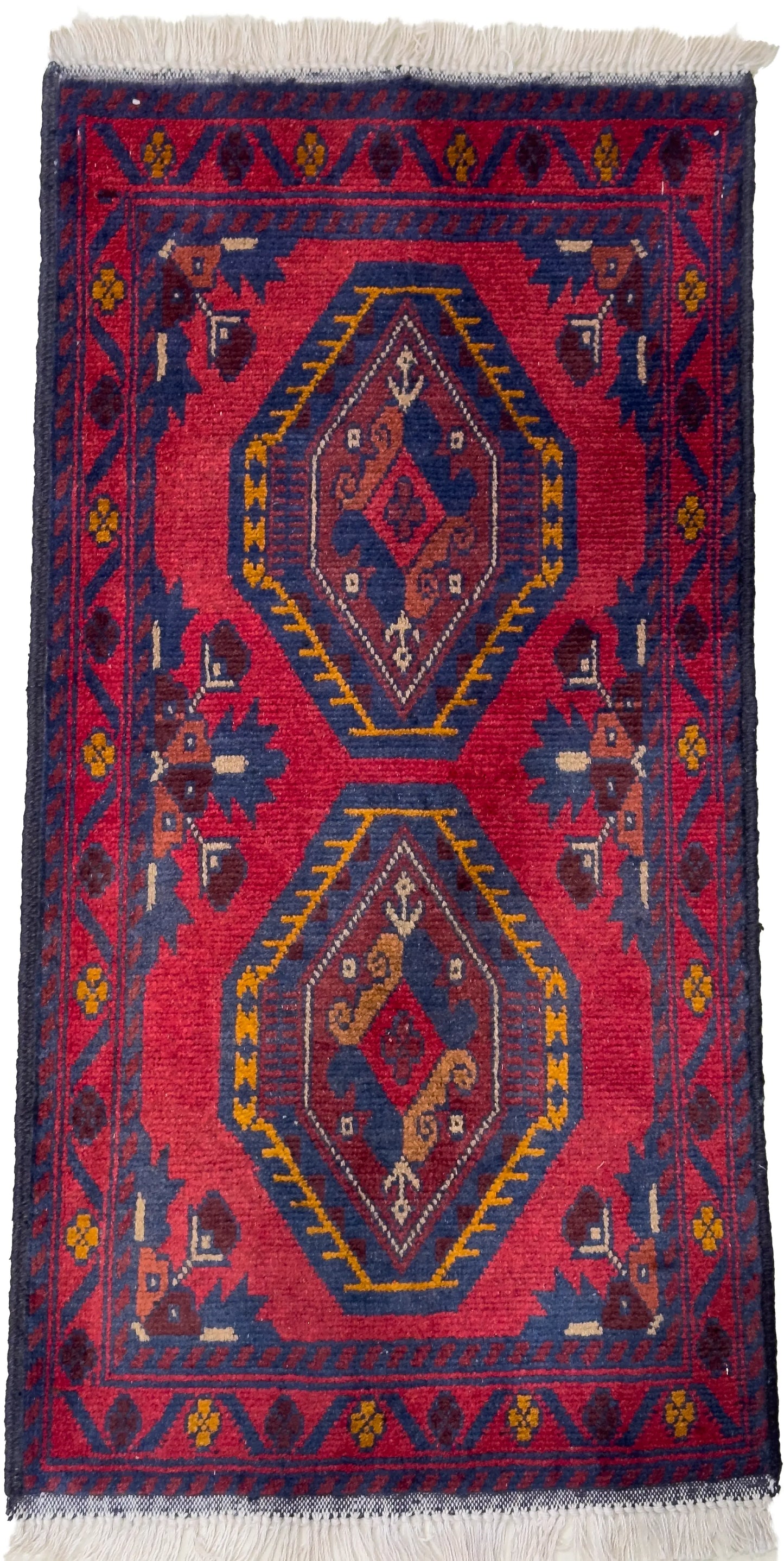 Handmade Afghan Khal Mohammadi Carpet, KM5010, Red - 50 x 100 cm