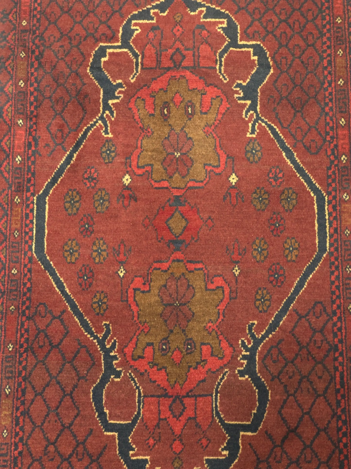 Handmade Afghan Khal Mohammadi Carpet, KM5024, Red - 50 x 100 cm