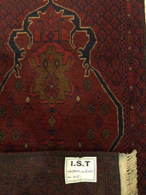 Handmade Afghan Khal Mohammadi Carpet, KM5024, Red - 50 x 100 cm