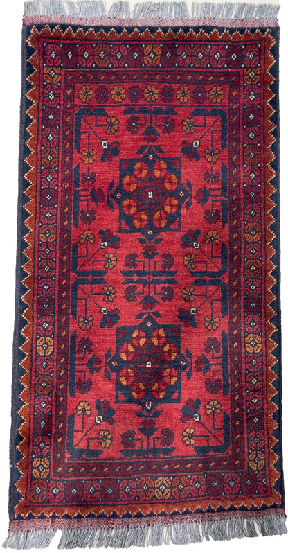 Handmade Afghan Khal Mohammadi Carpet, KM5031, Red - 50 x 100 cm