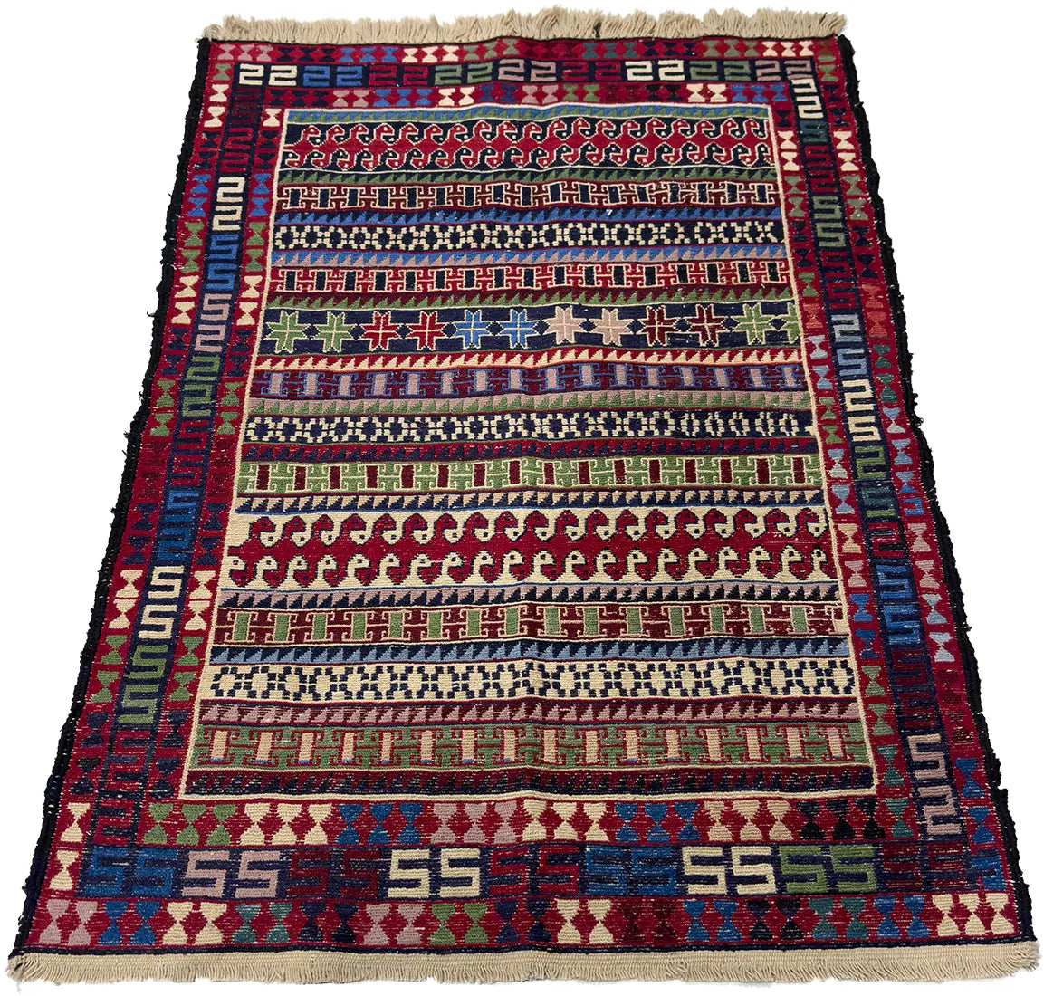 Sirjan Kilim, SJG296, Red - 100 x 150 cm