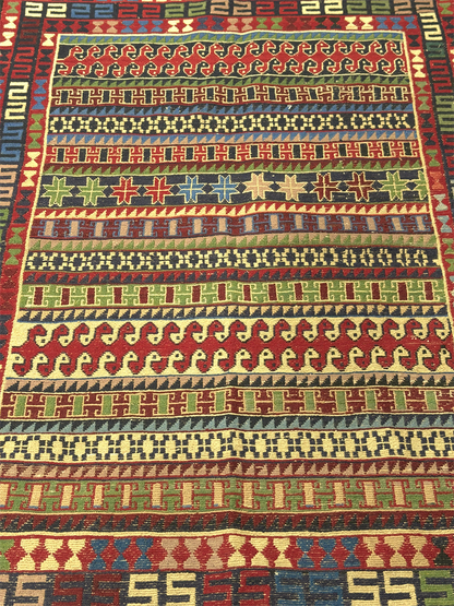 Sirjan Kilim, SJG296, Red - 100 x 150 cm