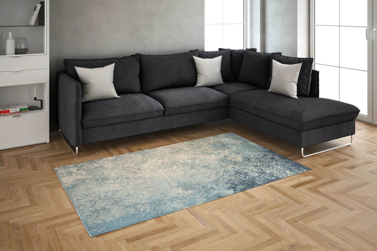 Modern Design Carpet, TE0010, Blue - 120 x 170 cm